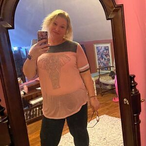 No Boundaries XL Elephant Top Sheer Pink Baseball Shirt